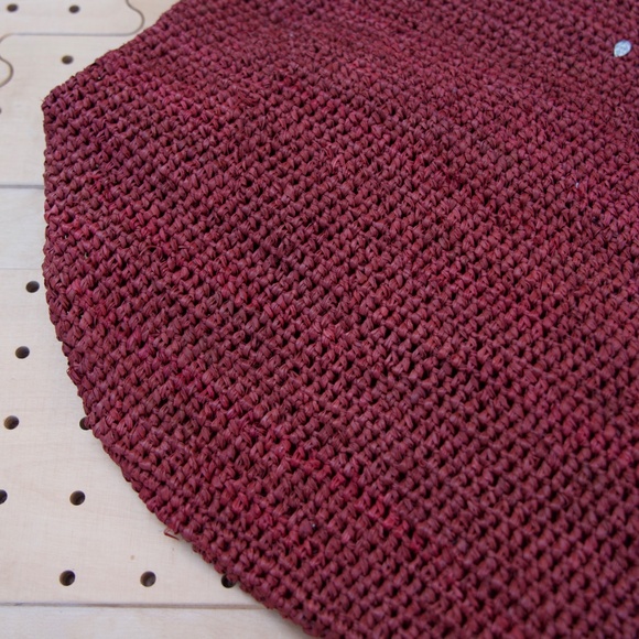 Helen Kaminski 100% Raffia Burgundy Large Woven Tote Bag Made In Madagascar - Picture 13 of 14